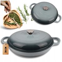 2X EMALIOWANY GARNEK ŻELIWNY PŁASKI 30cm 3L HAGE SEA SALT
