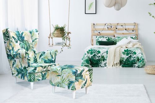 Fotel uszak ARI PRINT skandynawski Family Meble pawie oko druk wzór 3D na Arena.pl