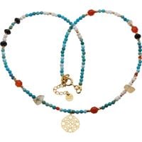 Naszyjnik - turkus, onyks, cytryn, hematyt i srebro złocone