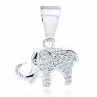 RODOWANY SREBRNY WISIOR SŁONIK SZCZĘŚCIA CYRKONIE