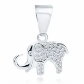 RODOWANY SREBRNY WISIOR SŁONIK SZCZĘŚCIA CYRKONIE