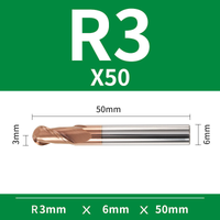 Frez kulowy, kula 2-ostrzowy VHM powłoka TiSiN Rozmiar: Ø6xR3x6Dx50L