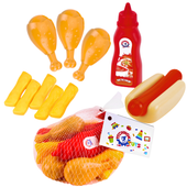 Zestaw Produktów Spożywczych Hot Dog Keczup Frytki Kurczak Plastikowe  8768