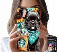 ETUI DO IPHONE SE / SE2 - BULDOG COFFI LOVE, SŁONECZNIKI, PSI CASE