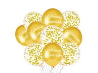 Zestaw balonów z konfetti "Wieczór Panieński", złoty, 12 cali, 10 szt.
