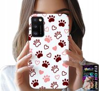 ETUI DO SAMSUNG GALAXY A41 - PSIE ŁAPKI NA BIAŁYM TLE, PIES, KOT, MIŚ