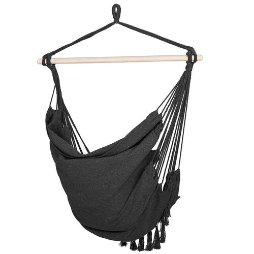 Hamak brazylijski z poduszkami fotel wiszący krzesło boho ciemnoszare na Arena.pl