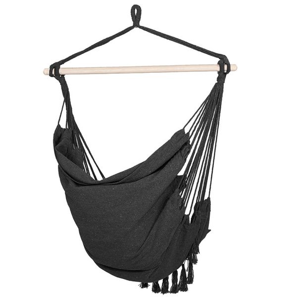 Hamak brazylijski z poduszkami fotel wiszący krzesło boho ciemnoszare zdjęcie 5