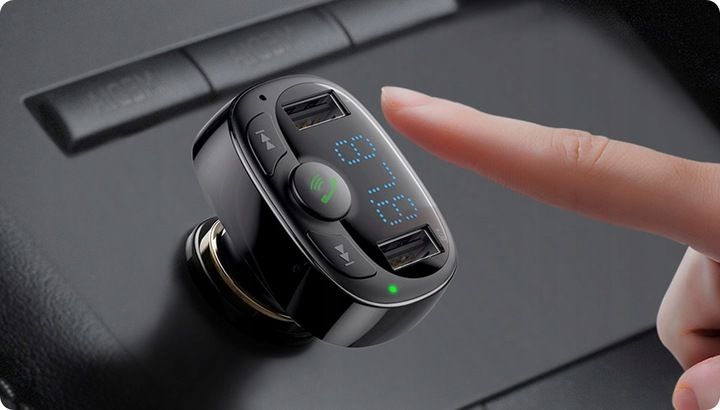 BASEUS TRANSMITER FM BLUETOOTH ŁADOWARKA SAMOCHODOWA MP3 2x USB SD/ TF 3.4A zdjęcie 3