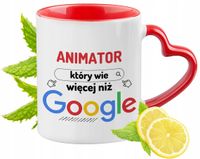 Kubek Dla Animatora Czerwony Z Uszkiem W Kształcie Serca Na Prezent