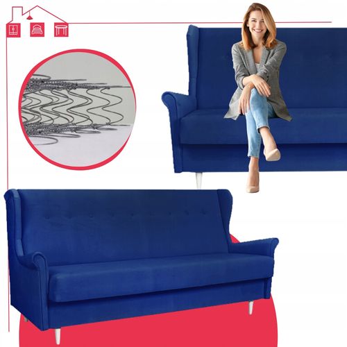 Zestaw Wypoczynkowy Welurowy z funkcją spania granatowy ARI na Arena.pl