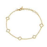 bransoletka na rękę stal chirurgiczna pozłacana 14k złotem, koniczynka