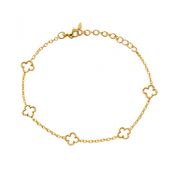 bransoletka na rękę stal chirurgiczna pozłacana 14k złotem, koniczynka