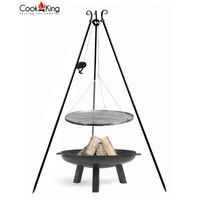 GRILL OGRODOWY COOKKING Z KOŁOWROTKIEM 180 CM, STALOWY 60+PALENISKO POLO 70