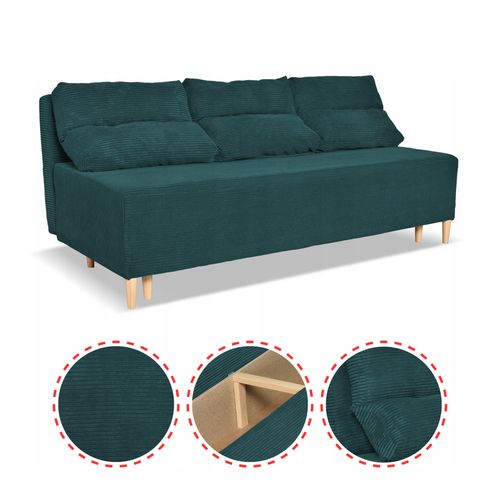 Kanapa sofa KIMO funkcja spania pojemnik Family Meble Anafi zielona sztruks na Arena.pl