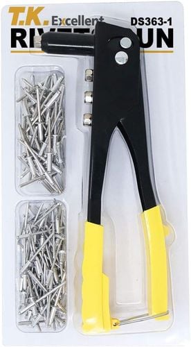 Nitownica Ręczna Zestaw 150 Nitów 4 Końcówki Aluminium Czarna 260 mm na Arena.pl