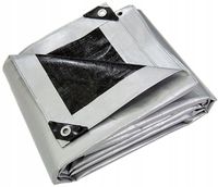 PLANDEKA WZMACNIANA WODOODPORNA SREBRNO-CZARNA MEGA GRUBA 260g/M2 UV+ 3x5M