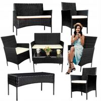 ZESTAW MEBLI OGRODOWYCH TECHNORATTAN SOFA FOTELE STOLIK KOMPLET DO OGRODU