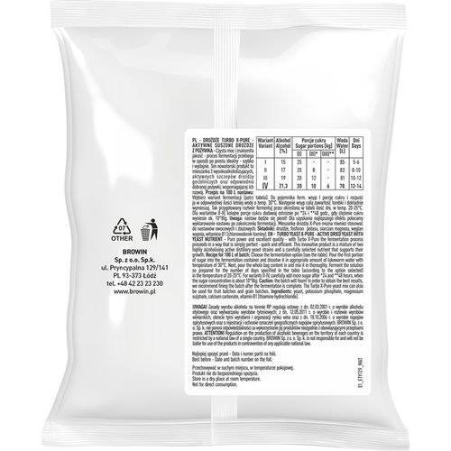Drożdże gorzelnicze Turbo X-Pure 21,3% 100L na Arena.pl