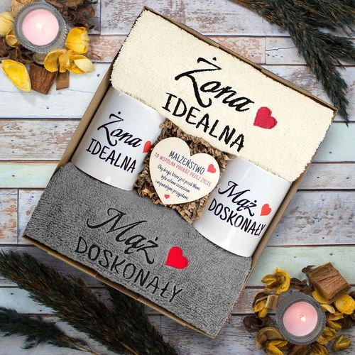 PREZENT NA ŚLUBU WESELE ROCZNICĘ RĘCZNIKI KUBKI DLA PARY PAR KUBEK na Arena.pl