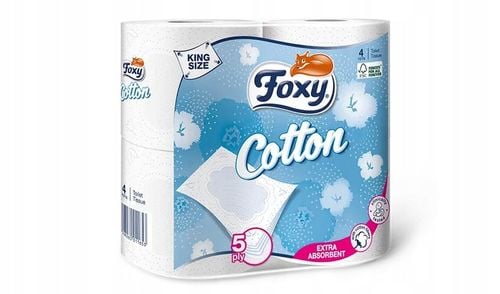 Papier toaletowy Foxy Cotton gruby 5 warstw ZESTAW 16 rolek na Arena.pl