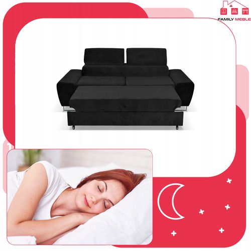 Zestaw mebli wypoczynkowych salon Bosso Sofa 2os fotele czarne Family Meble na Arena.pl