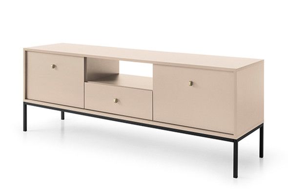 Beżowa szafka RTV Molly z szufladą i szafkami zdjęcie 1