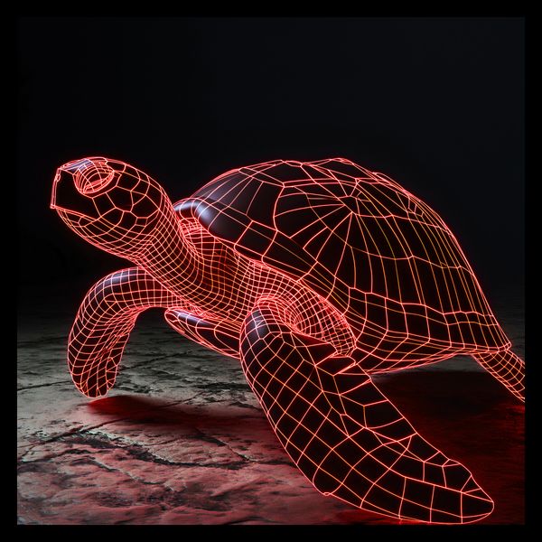 Plakat 30x30cm Neonowy Żółw zdjęcie 2