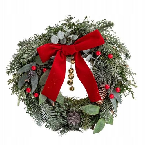 Wianek na drzwi świąteczny z czerwoną kokardą wieniec Altom Design 32 cm na Arena.pl