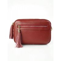 Frędzelki duża skórzana listonoszka Vera Pelle Bordowa VP99R2