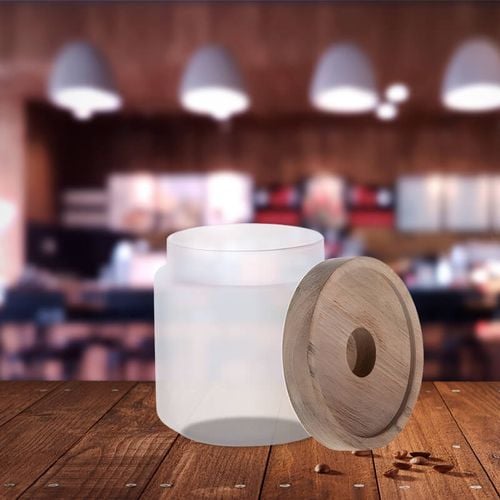 Pojemnik szklany 450 ml z drewnianą przykrywką z Twoim nadrukiem na Arena.pl