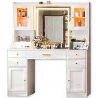 Toaletka do makijażu wizażu kosmetyczna toaletka z lustrem LED