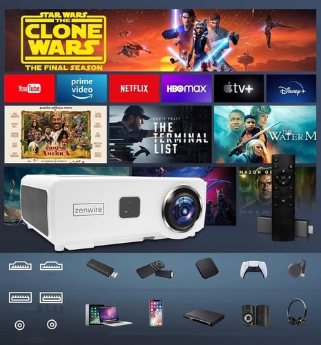 Projektor Rzutnik LED WiFi Android TV FULL HD 4K 24000lm 800 ansi Autofocus na Arena.pl