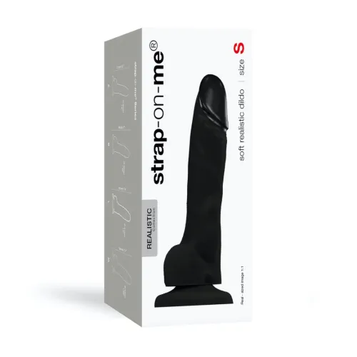strap-on-me soft realistic dildo black m silikonowy uchwyt 18cm na Arena.pl