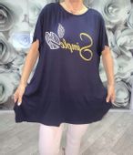 Lużna tunika wiskoza 54 56 58 smile granat