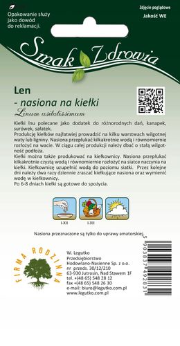 Nasiona na kiełki, len, 10g na Arena.pl