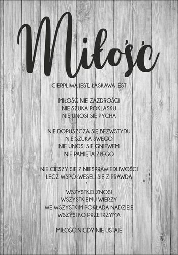 TABLICA ślubna HYMN O MIŁOŚCI drewno 70x100cm na Arena.pl