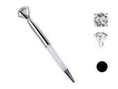 długopis Z DIAMENTEM i KRYSZTAŁKAMI srebrny damski