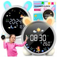 ZEGAR BUDZIK KRÓLIK DLA DZIECI LAMPKA NOCNA LED TIMER BIAŁY SZUM AKUMULATOR