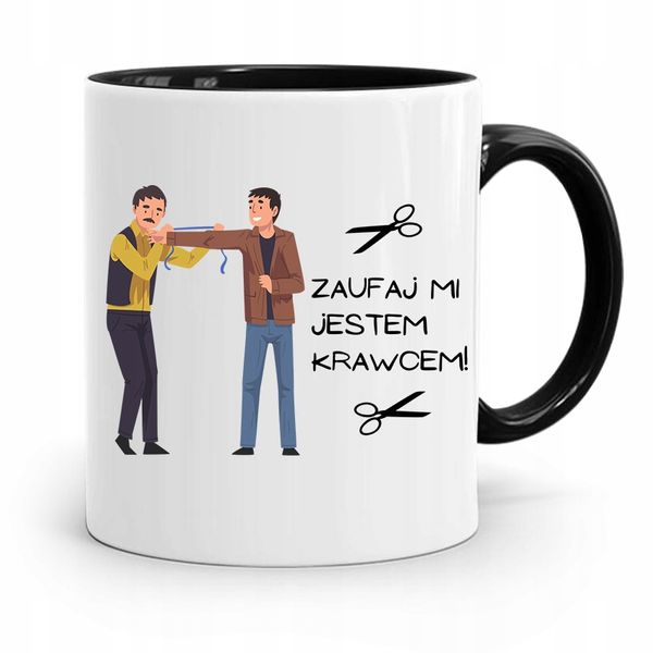 Kubek Czarny Dla Krawca Zaufaj Mi! Prezent Z Nadrukiem Ze Zdjęciem zdjęcie 1