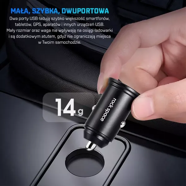 ROCK SPACE C304 Ładowarka samochodowa 2x USB 24W zdjęcie 1