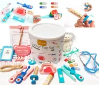 DUŻY DREWNIANY ZESTAW LEKARSKI DOKTOR LEKARZ