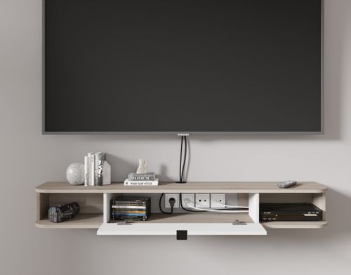 Szafka RTV ICARUS 156 pod telewizor wisząca obła dąb sonoma / biały mat na Arena.pl