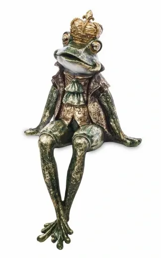 FIGURKA FIGURA ŻABA ŻABKA SIEDZĄCA W KORONIE zdjęcie 2