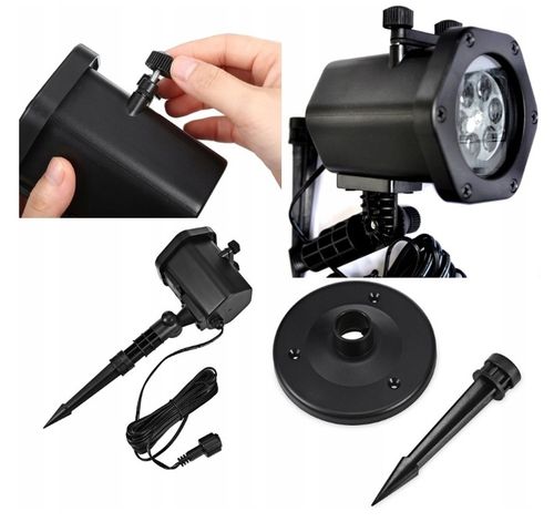 WODOODPORNY PROJEKTOR LEDOWY OGRODOWY REFLEKTOR IP65 + 12 SLAJDÓW na Arena.pl