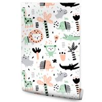 Tapeta Dla Dzieci Kolorowe ZWIERZĄTKA Rośliny