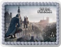 PROSTOKĄTNY OPŁATEK NA TORT A4 20x29CM - ASSASSIN GRY + IMIĘ