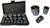 ZESTAW KLUCZY NASADKI SPLINE 8-32 MM KLUCZE 1/2 19EL DWUNASTOKĄTNE 12-KĄT.