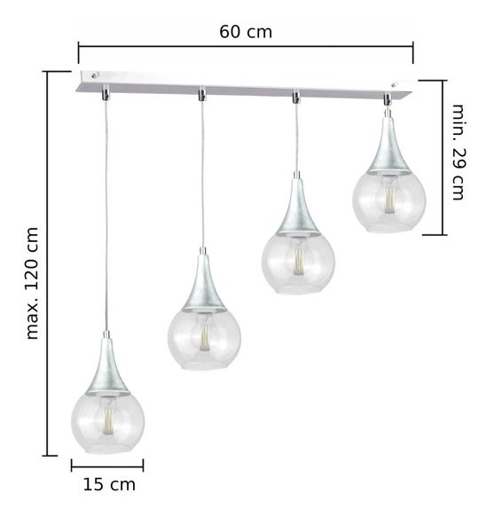 Lampa wisząca 4xE27 LACRIMA CLEAR SILVER zdjęcie 2