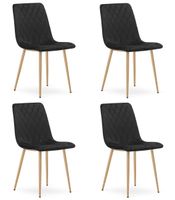 Krzesło TURIN - czarny aksamit / nogi kolor drewna x 4